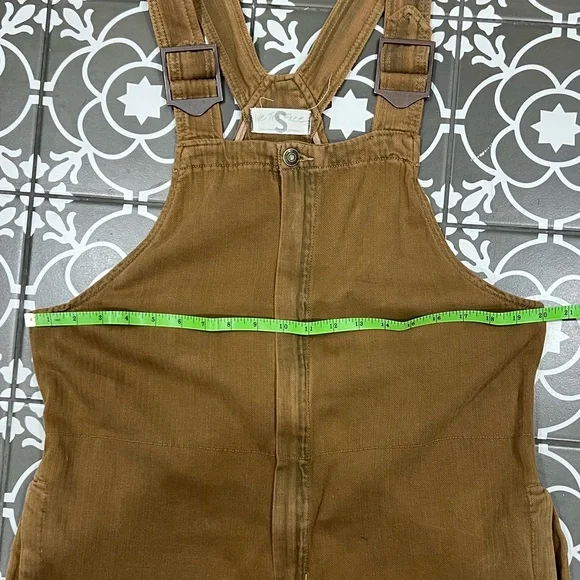 FREE PEOPLE Hunter Denim Slouchy Overalls In Khaki Over-Dye